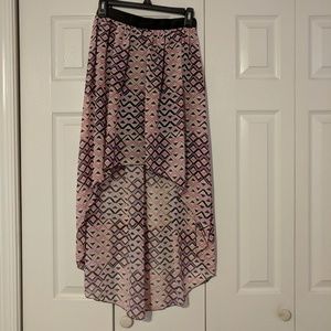 Geometric pattern high low skirt